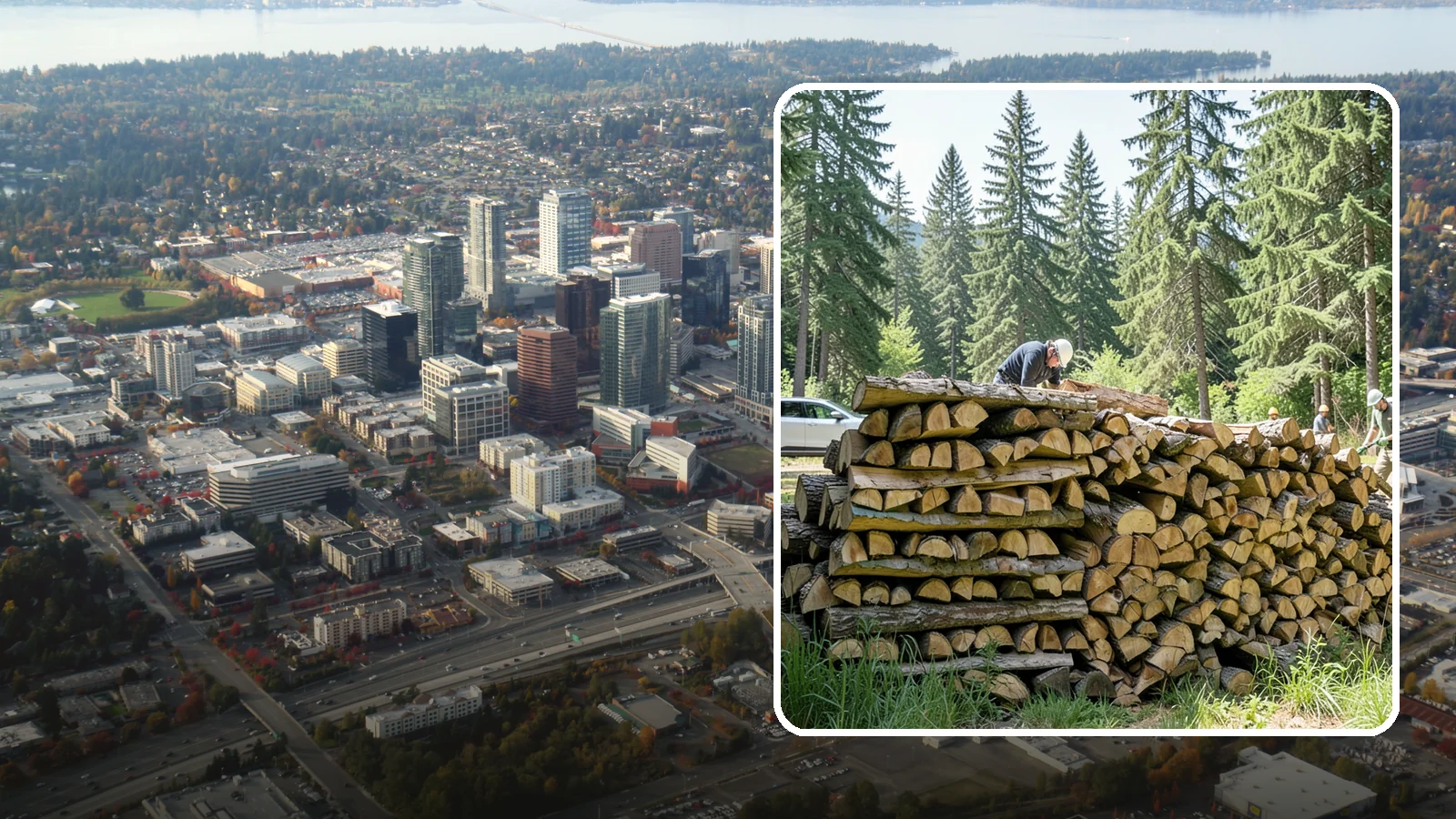 Rick of Firewood in Bellevue, King County, WA - A rick of firewood, a stacked row of wood offering a flexible mid-size quantity for home burning.