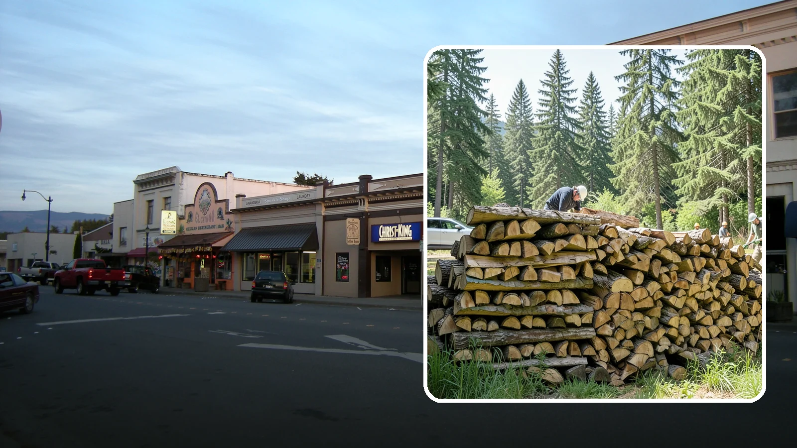 Rick of Firewood in Burlington, Skagit County, WA - A rick of firewood, a stacked row of wood offering a flexible mid-size quantity for home burning.