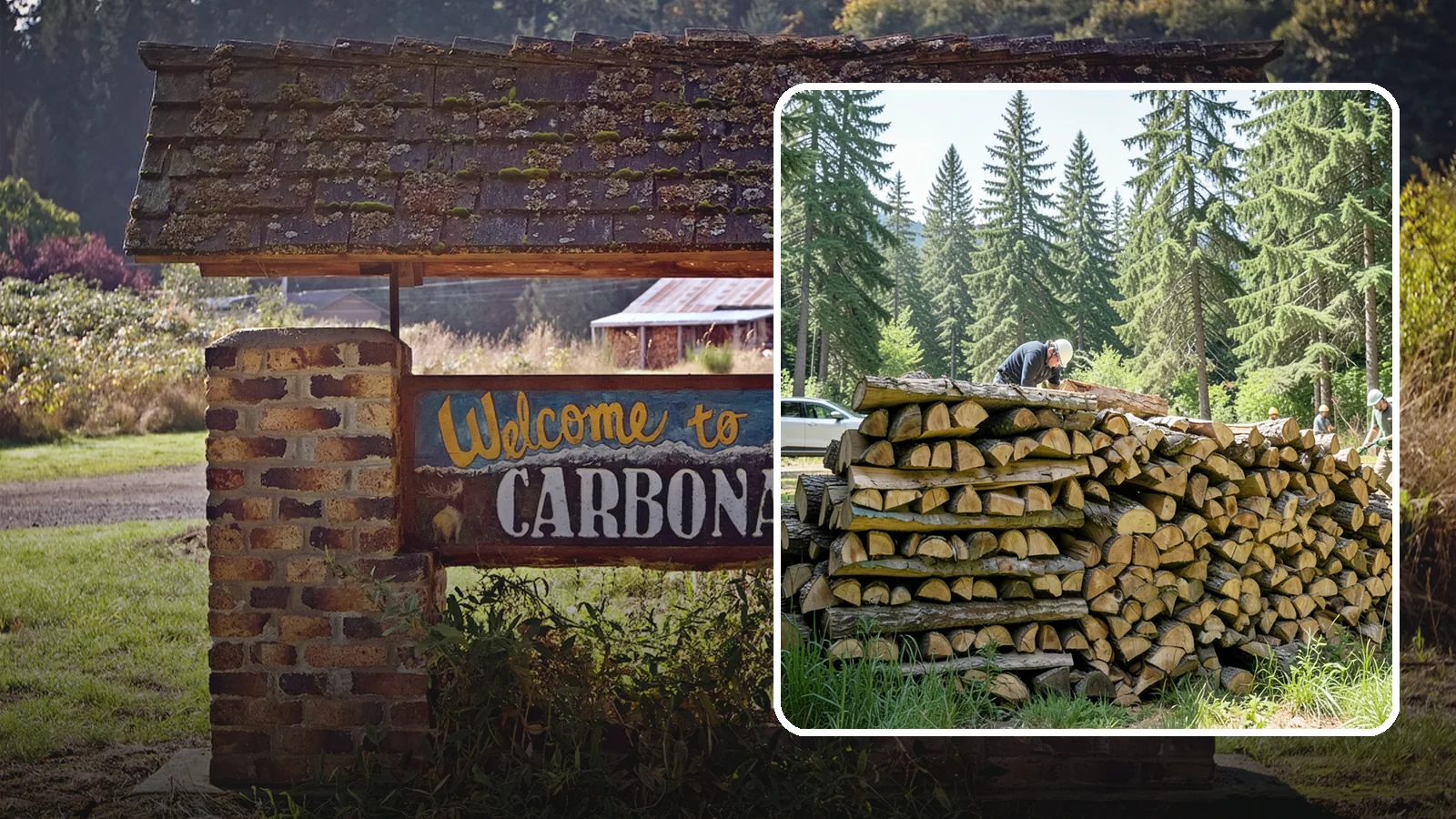 Rick of Firewood in Carbonado, Pierce County, WA - A rick of firewood, a stacked row of wood offering a flexible mid-size quantity for home burning.