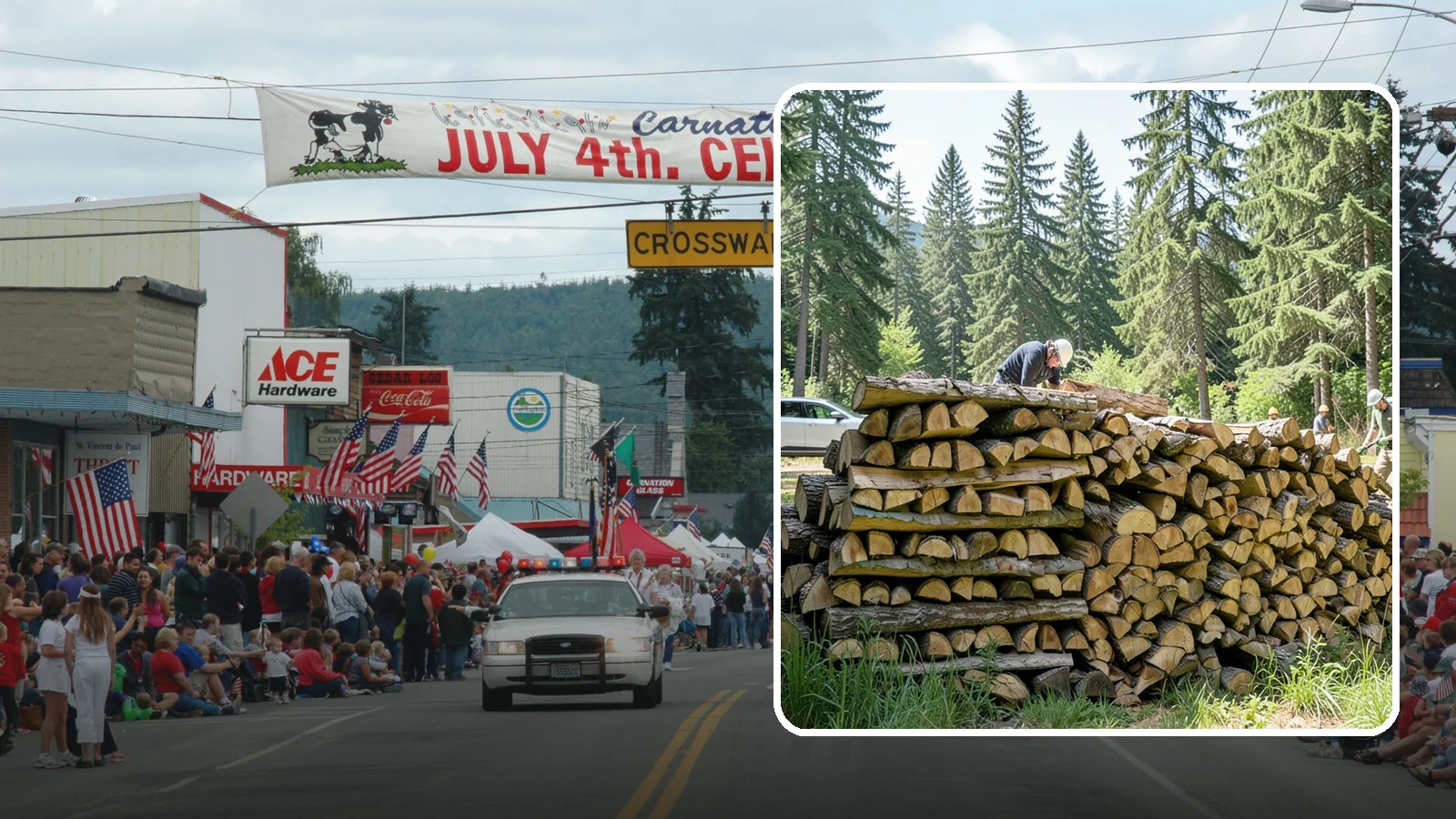 Rick of Firewood in Carnation, King County, WA - A rick of firewood, a stacked row of wood offering a flexible mid-size quantity for home burning.