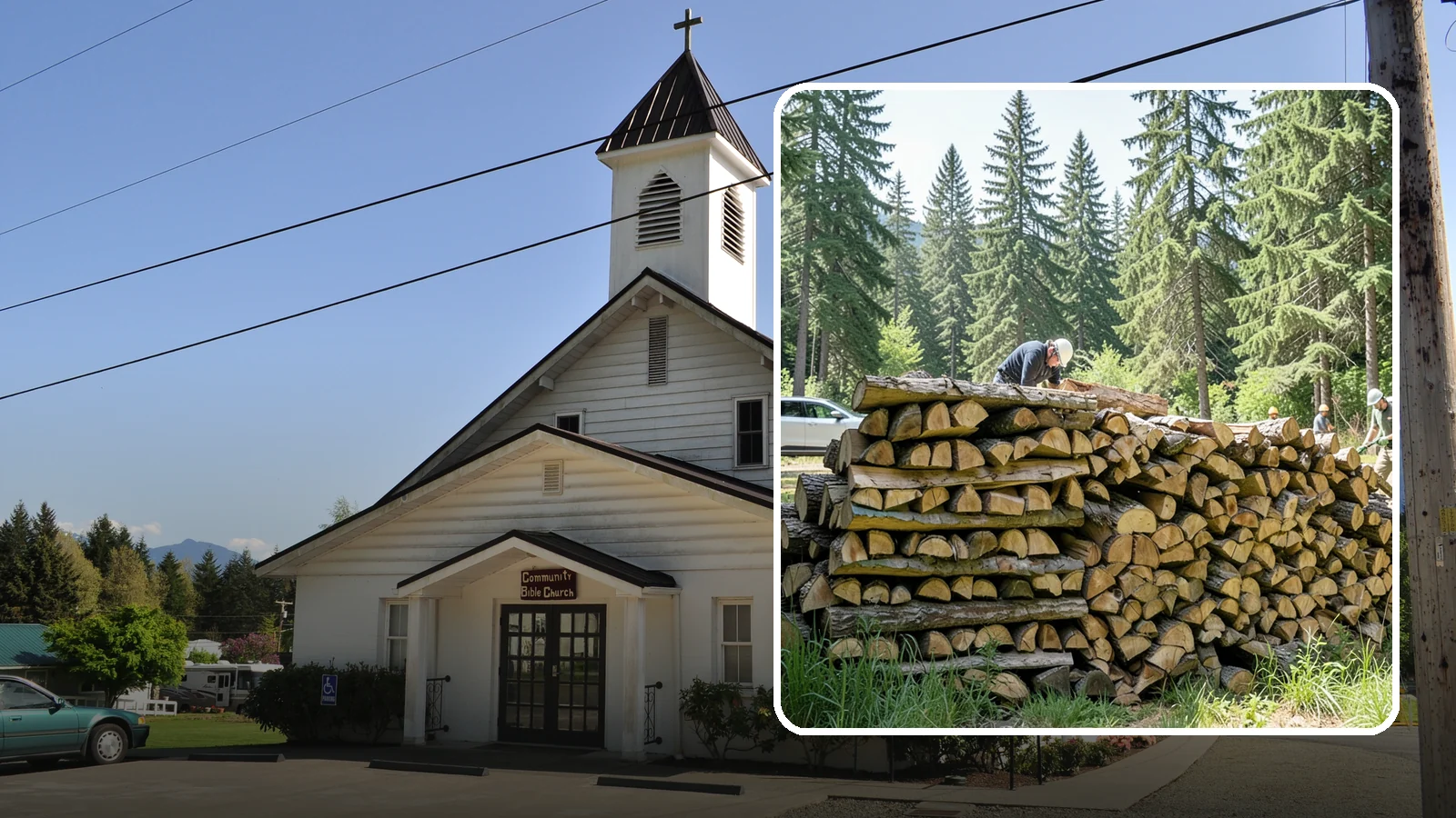 Rick of Firewood in Concrete, Skagit County, WA - A rick of firewood, a stacked row of wood offering a flexible mid-size quantity for home burning.