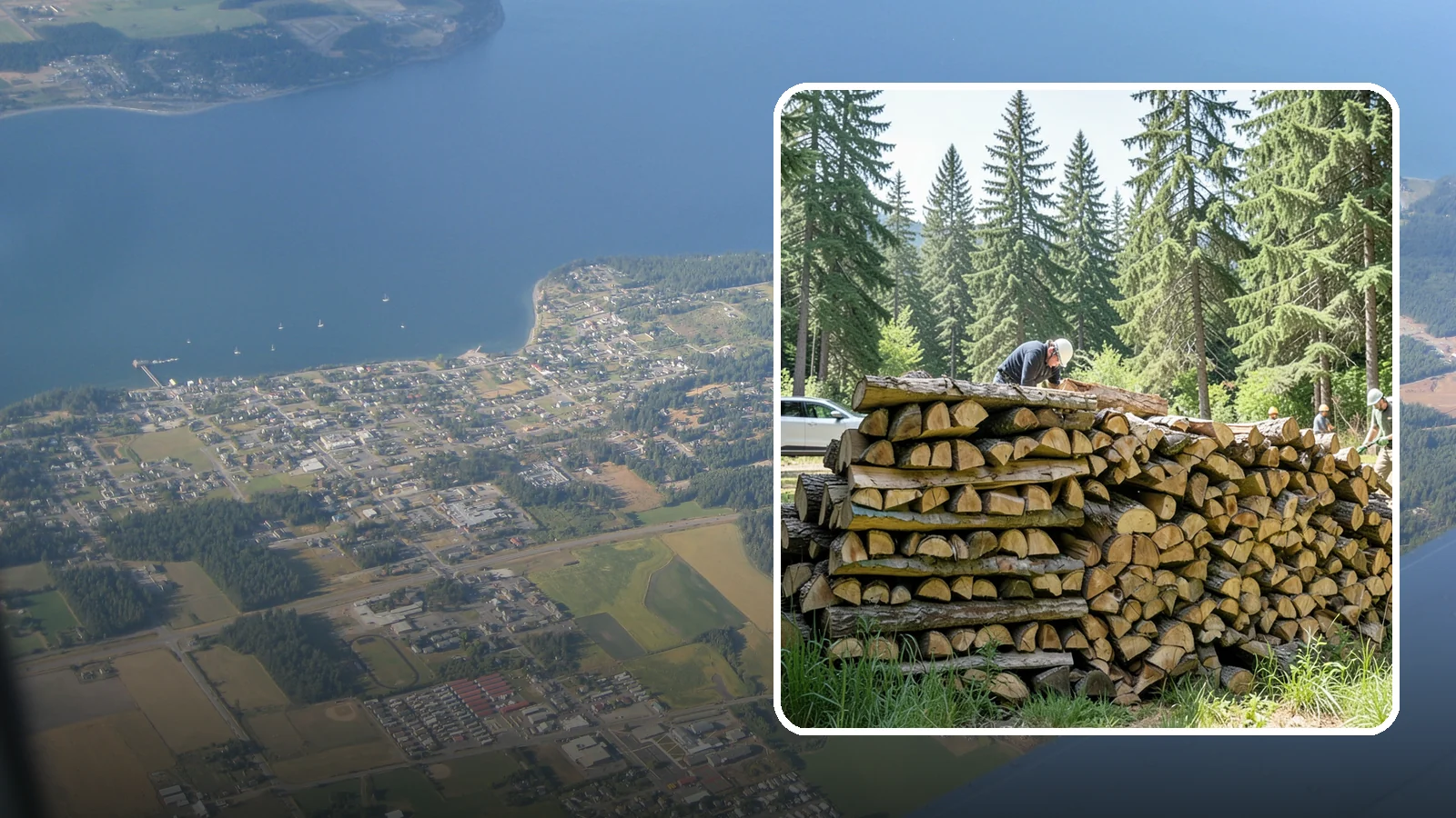 Rick of Firewood in Coupeville, Island County, WA - A rick of firewood, a stacked row of wood offering a flexible mid-size quantity for home burning.