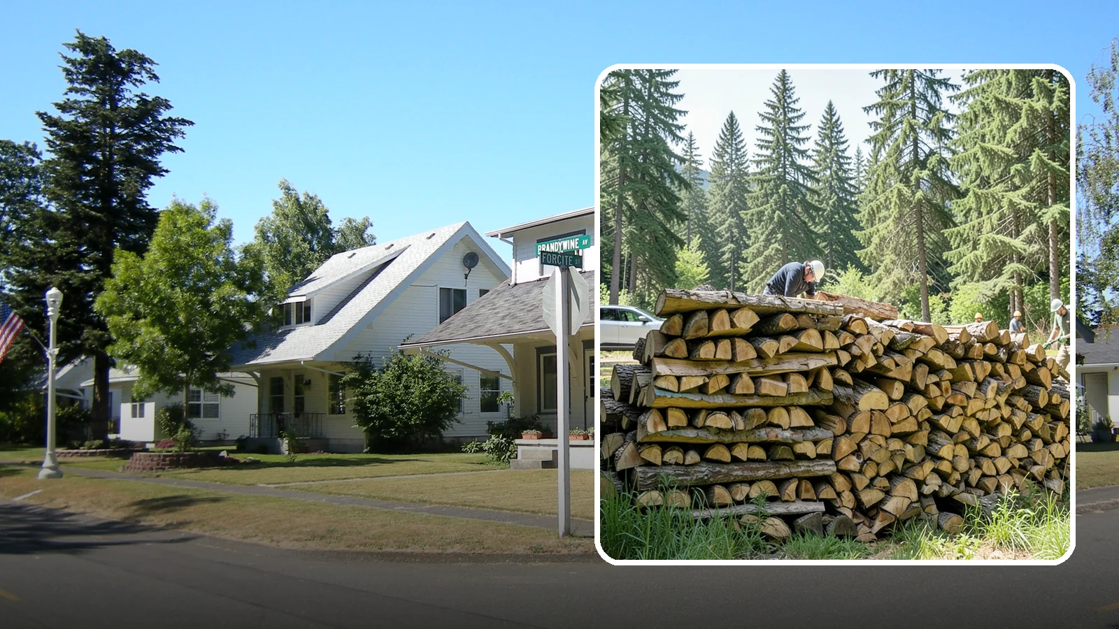 Rick of Firewood in DuPont, Pierce County, WA - A rick of firewood, a stacked row of wood offering a flexible mid-size quantity for home burning.