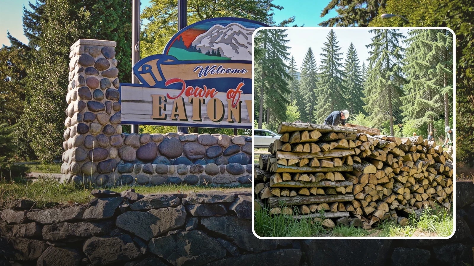 Rick of Firewood in Eatonville, WA - A rick of firewood, a stacked row of wood offering a flexible mid-size quantity for home burning.