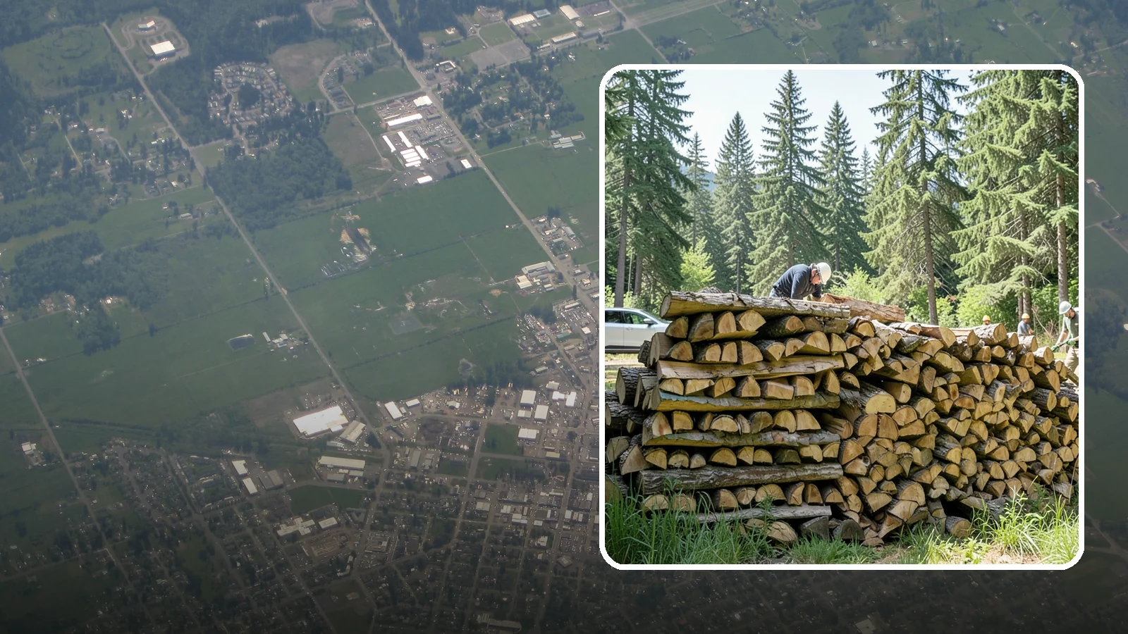 Rick of Firewood in Enumclaw, King County, WA - A rick of firewood, a stacked row of wood offering a flexible mid-size quantity for home burning.