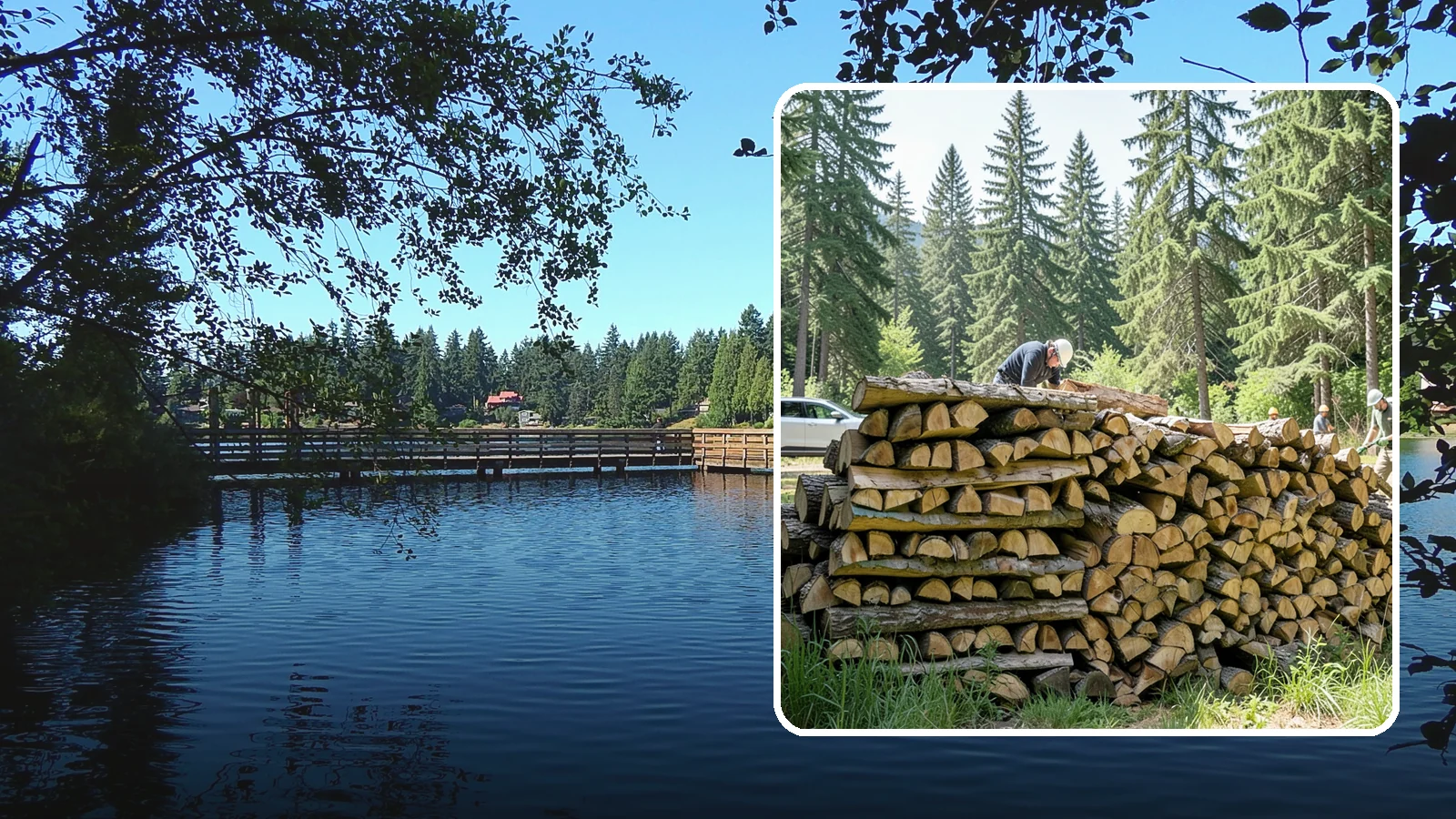 Rick of Firewood in Federal Way, King County, WA - A rick of firewood, a stacked row of wood offering a flexible mid-size quantity for home burning.