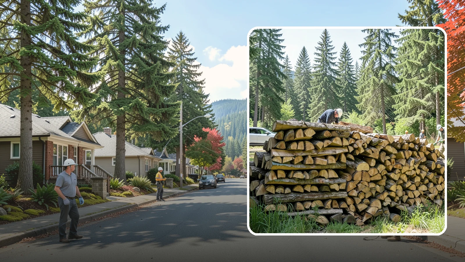 Rick of Firewood in Hunts Point, King County, WA - A rick of firewood, a stacked row of wood offering a flexible mid-size quantity for home burning.
