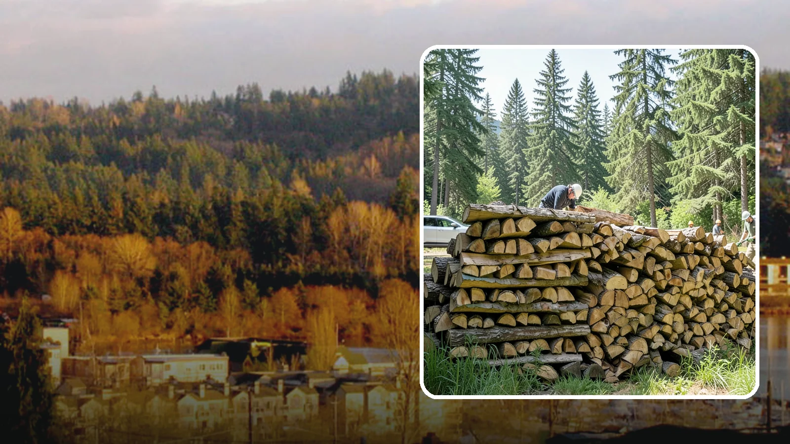 Rick of Firewood in Kenmore, King County, WA - A rick of firewood, a stacked row of wood offering a flexible mid-size quantity for home burning.
