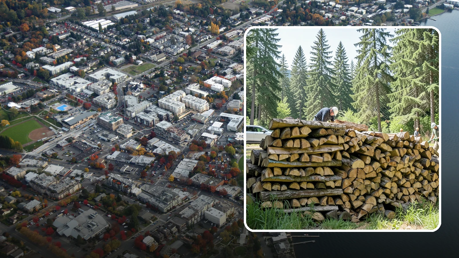 Rick of Firewood in Kirkland, King County, WA - A rick of firewood, a stacked row of wood offering a flexible mid-size quantity for home burning.