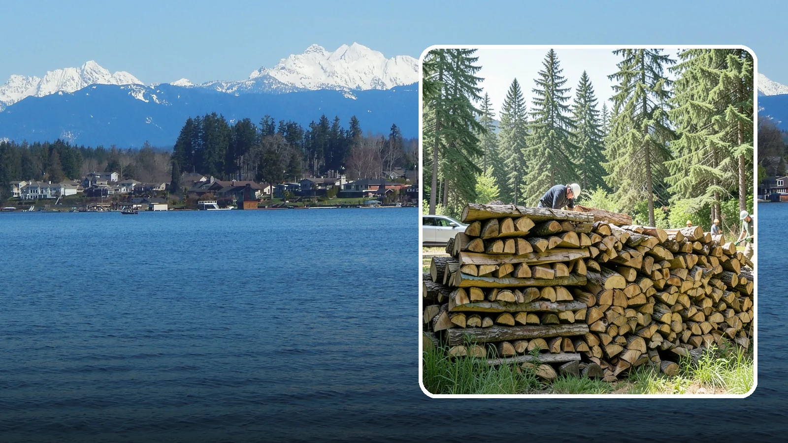Rick of Firewood in Lake Stevens, Snohomish County, WA - A rick of firewood, a stacked row of wood offering a flexible mid-size quantity for home burning.