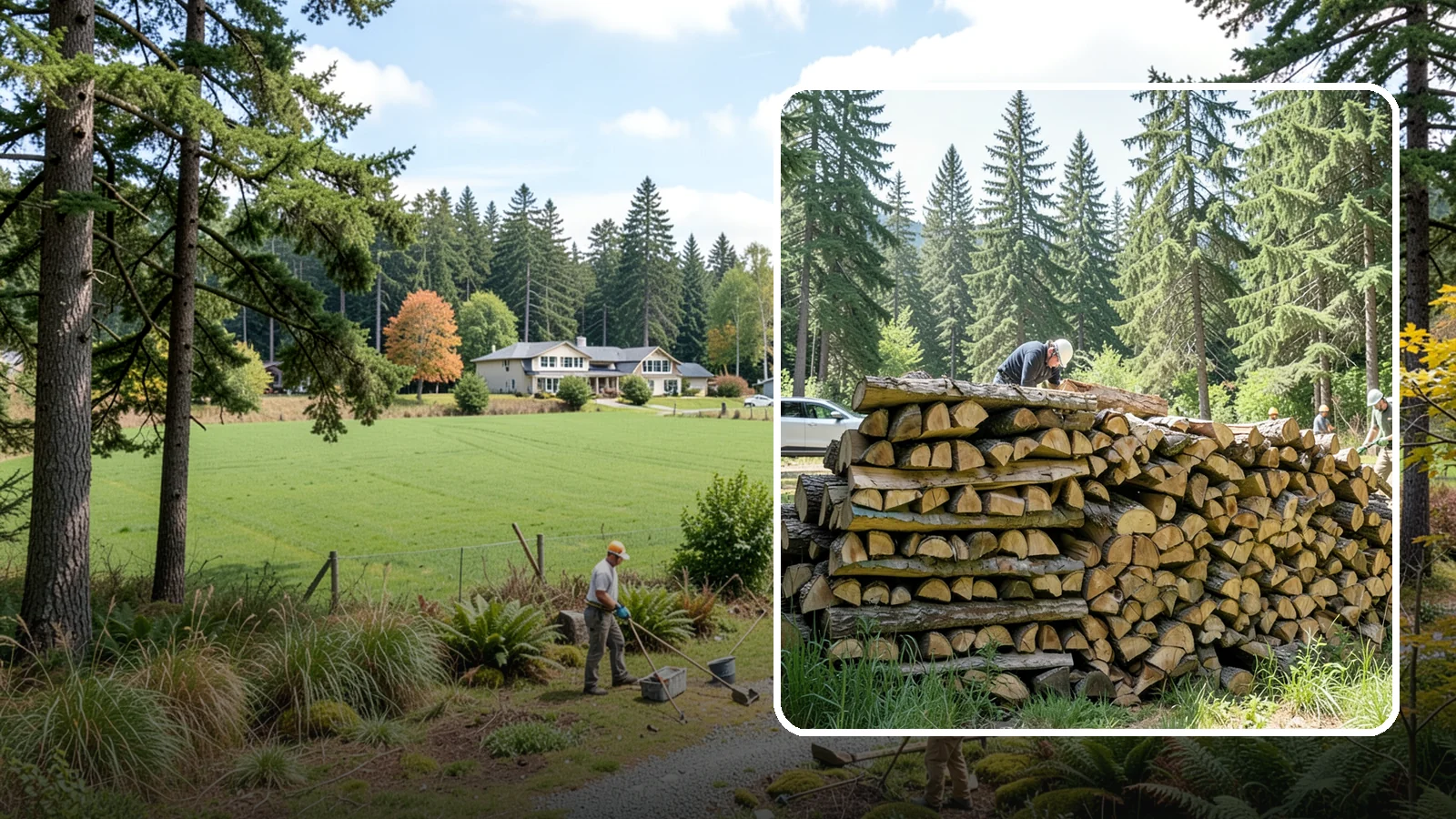 Rick of Firewood in Lyman, Skagit County, WA - A rick of firewood, a stacked row of wood offering a flexible mid-size quantity for home burning.