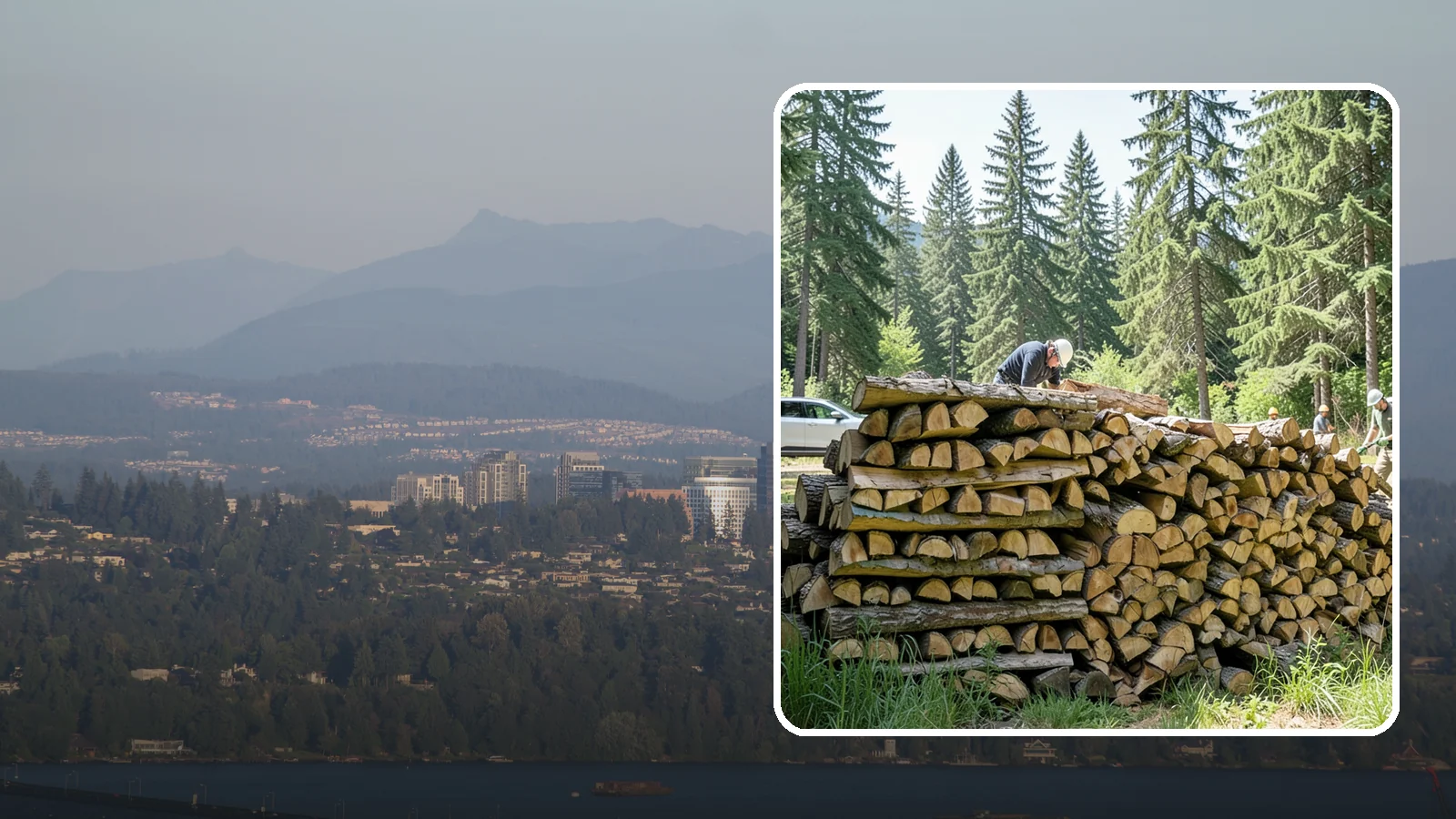 Rick of Firewood in Medina, King County, WA - A rick of firewood, a stacked row of wood offering a flexible mid-size quantity for home burning.