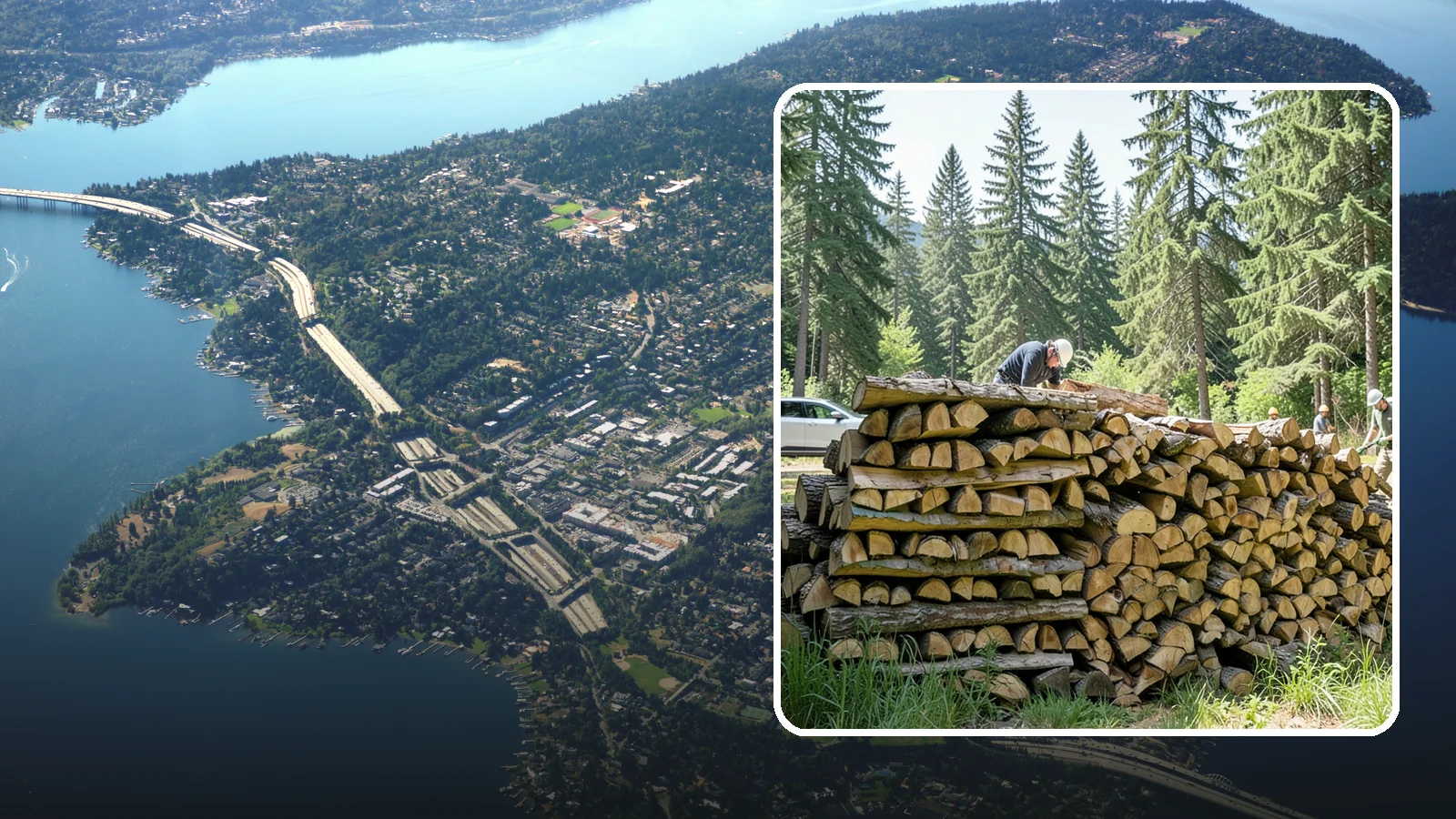 Rick of Firewood in Mercer Island, King County, WA - A rick of firewood, a stacked row of wood offering a flexible mid-size quantity for home burning.