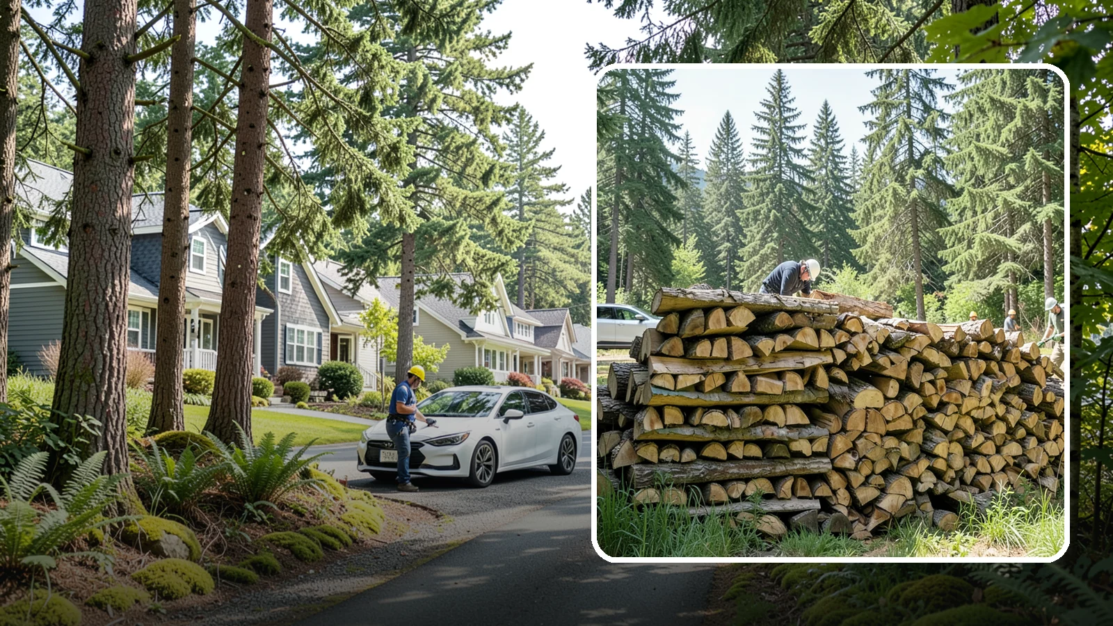 Rick of Firewood in Normandy Park, King County, WA - A rick of firewood, a stacked row of wood offering a flexible mid-size quantity for home burning.