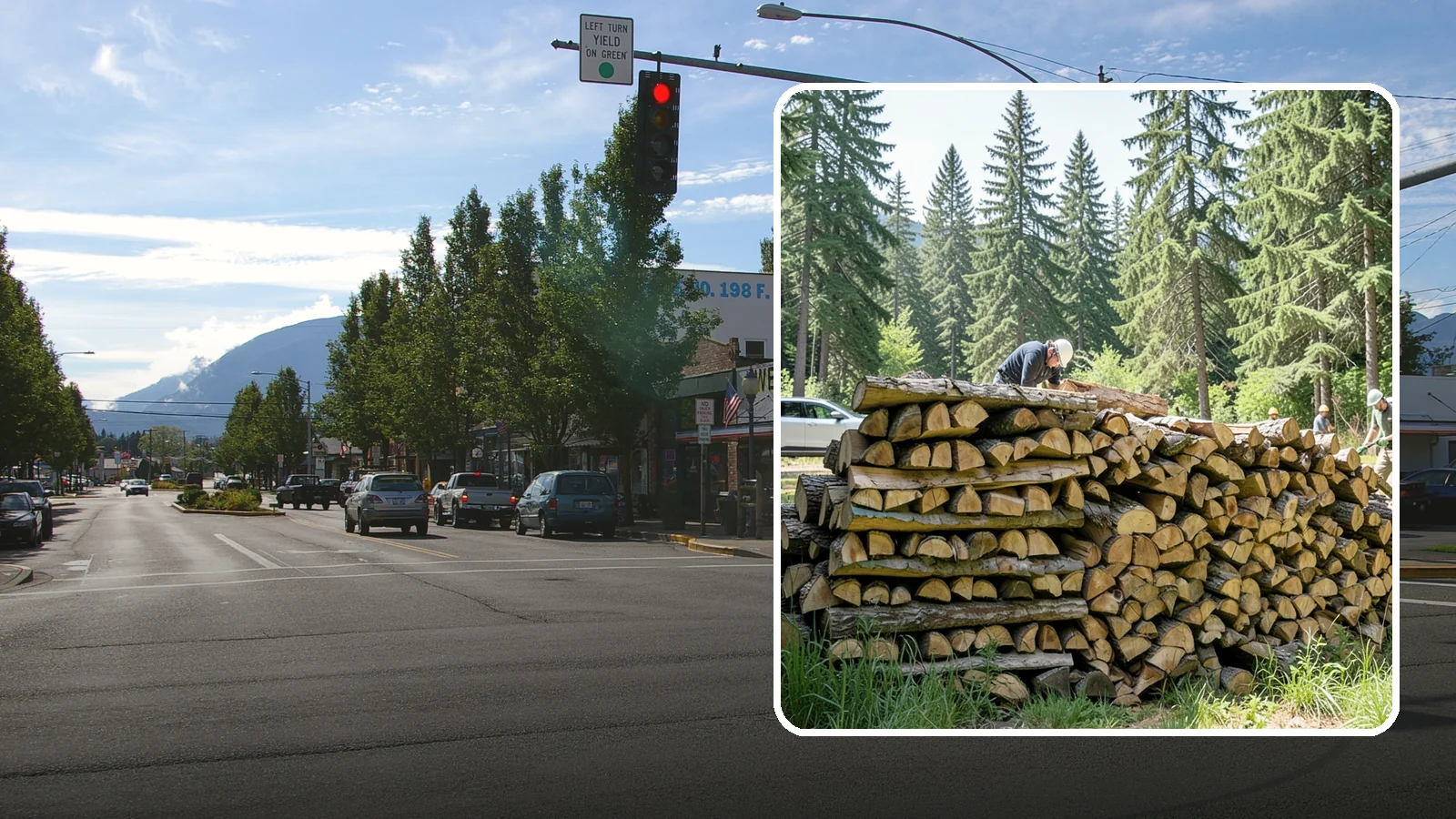 Rick of Firewood in North Bend, King County, WA - A rick of firewood, a stacked row of wood offering a flexible mid-size quantity for home burning.
