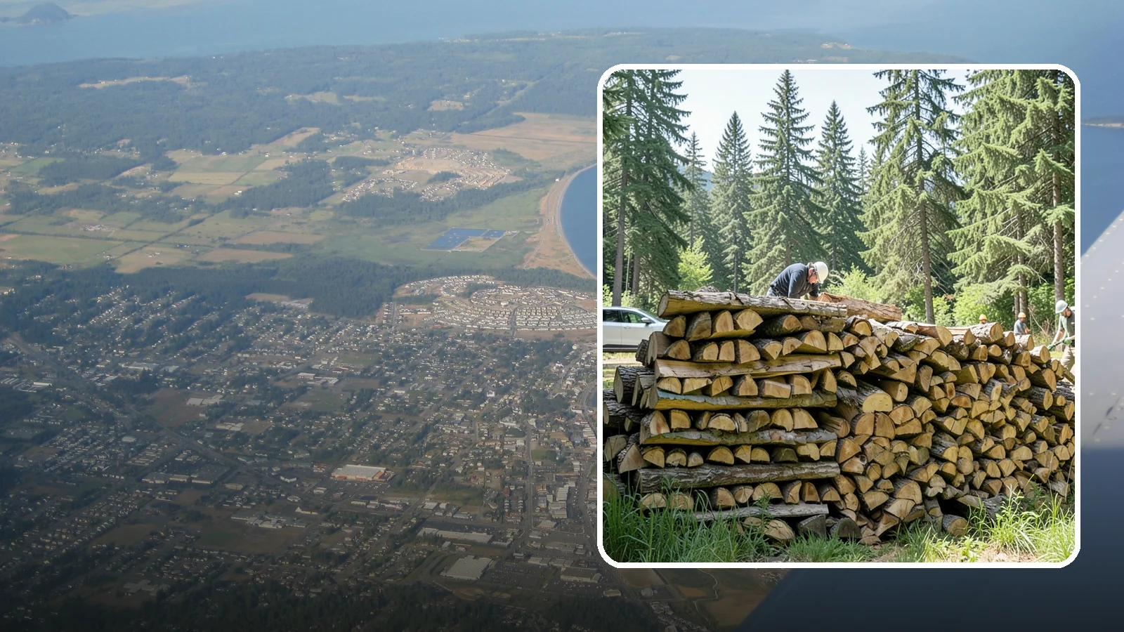 Rick of Firewood in Oak Harbor, Island County, WA - A rick of firewood, a stacked row of wood offering a flexible mid-size quantity for home burning.