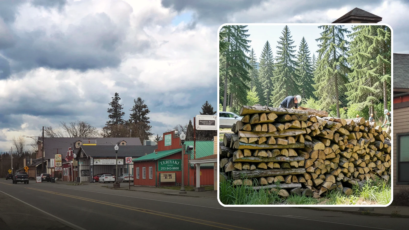 Rick of Firewood in Roy, Pierce County, WA - A rick of firewood, a stacked row of wood offering a flexible mid-size quantity for home burning.