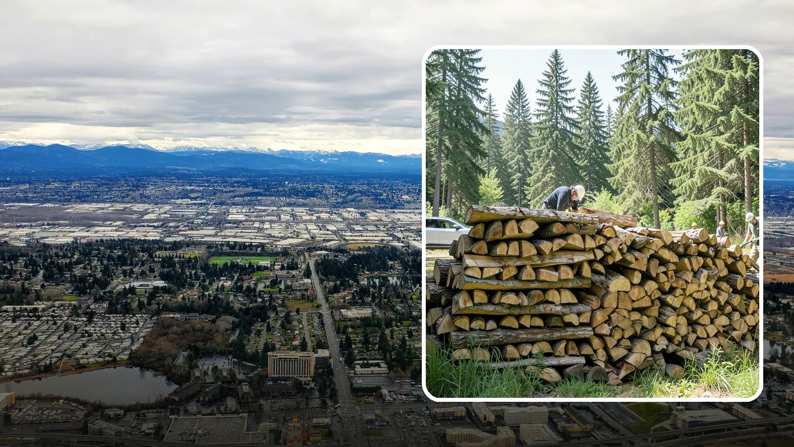 Rick of Firewood in SeaTac, WA - A rick of firewood, a stacked row of wood offering a flexible mid-size quantity for home burning.