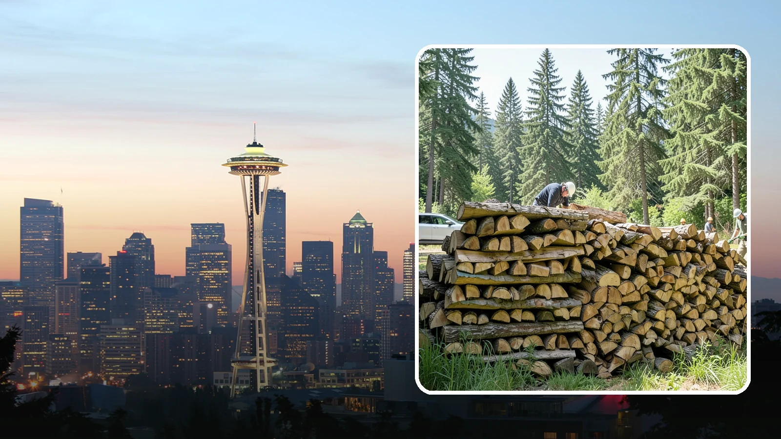 Rick of Firewood in Seattle, King County, WA - A rick of firewood, a stacked row of wood offering a flexible mid-size quantity for home burning.