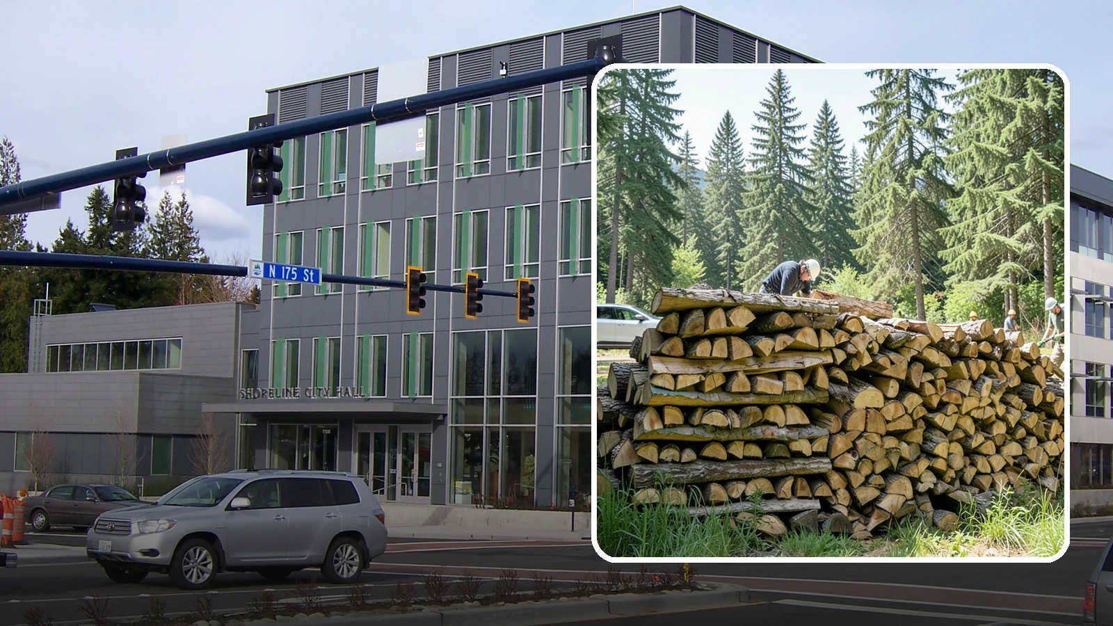 Rick of Firewood in Shoreline, King County, WA - A rick of firewood, a stacked row of wood offering a flexible mid-size quantity for home burning.