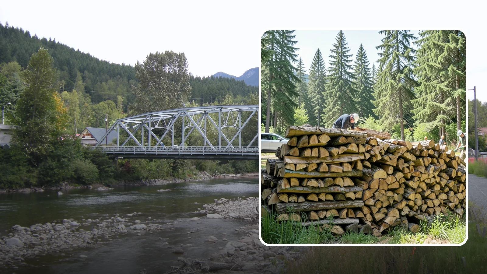 Rick of Firewood in Skykomish, King County, WA - A rick of firewood, a stacked row of wood offering a flexible mid-size quantity for home burning.