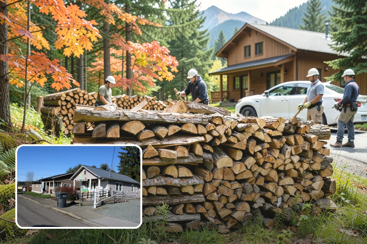 Rick of Firewood in South Prairie, Pierce County, WA - A generous row of wood without a full-cord commitment