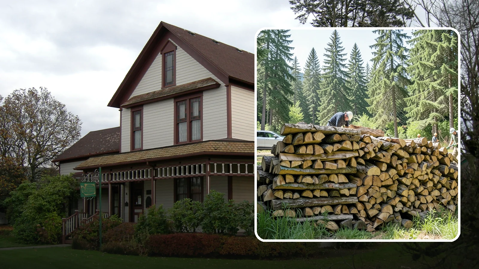 Rick of Firewood in Sumner, Pierce County, WA - A rick of firewood, a stacked row of wood offering a flexible mid-size quantity for home burning.