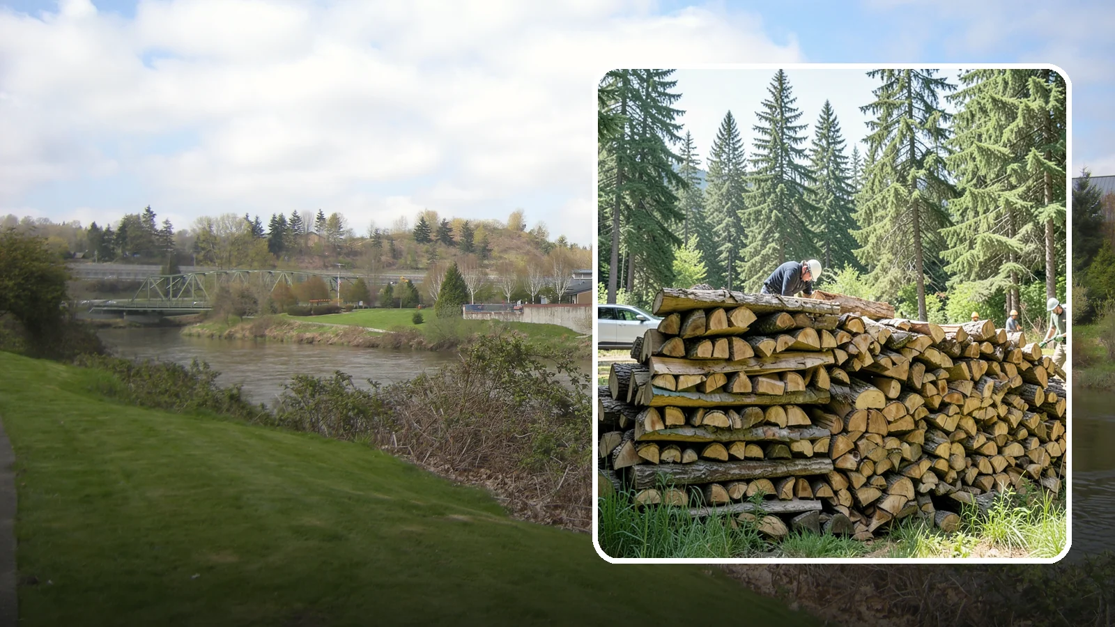 Rick of Firewood in Tukwila, King County, WA - A rick of firewood, a stacked row of wood offering a flexible mid-size quantity for home burning.
