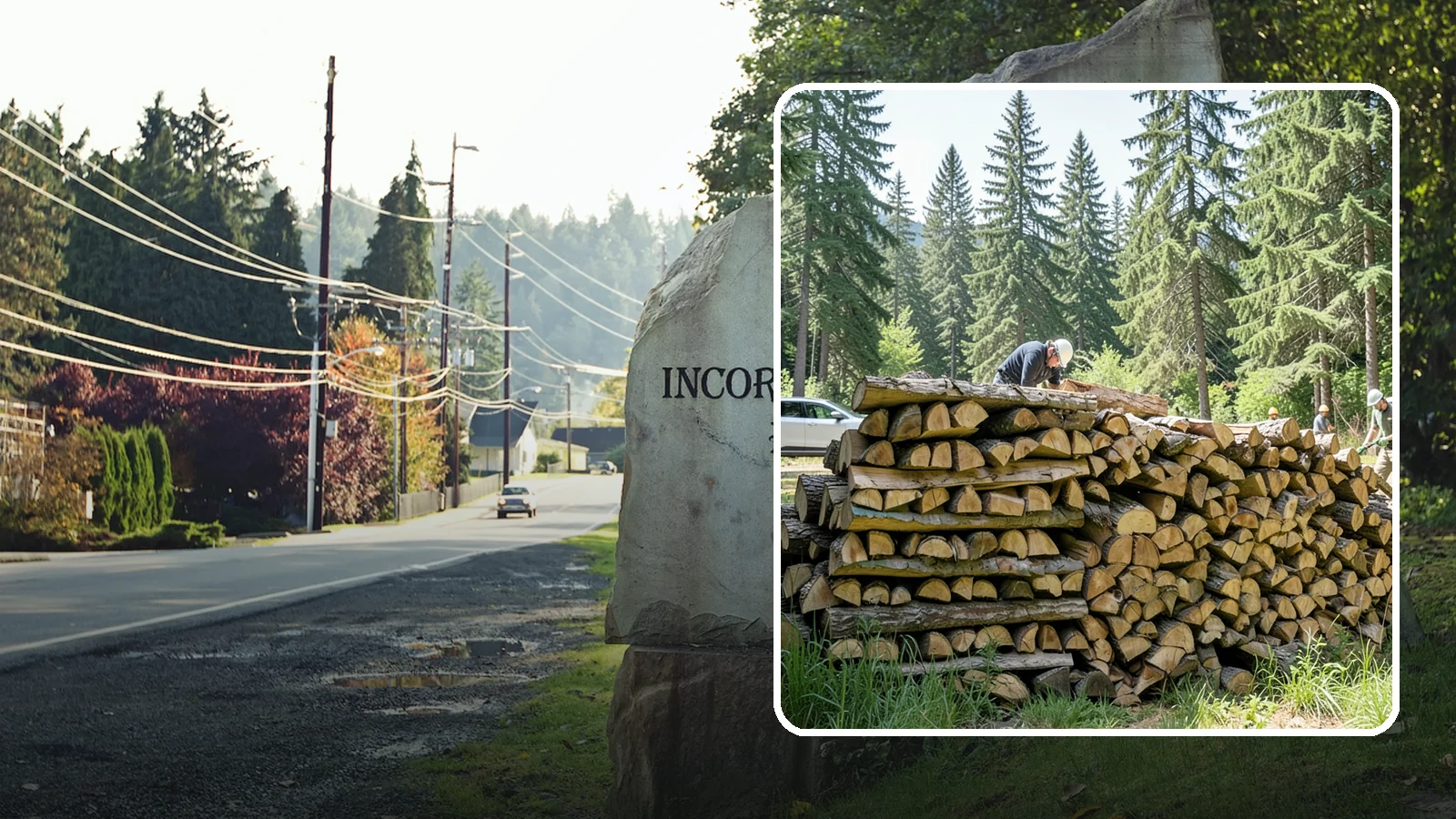 Rick of Firewood in Wilkeson, Pierce County, WA - A rick of firewood, a stacked row of wood offering a flexible mid-size quantity for home burning.