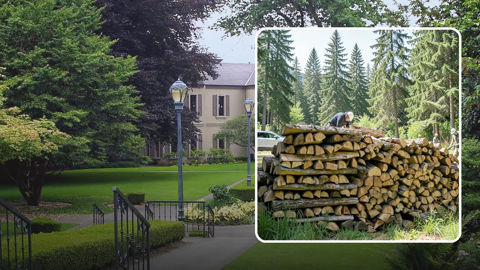Rick of Firewood in Woodinville, King County, WA - A rick of firewood, a stacked row of wood offering a flexible mid-size quantity for home burning.