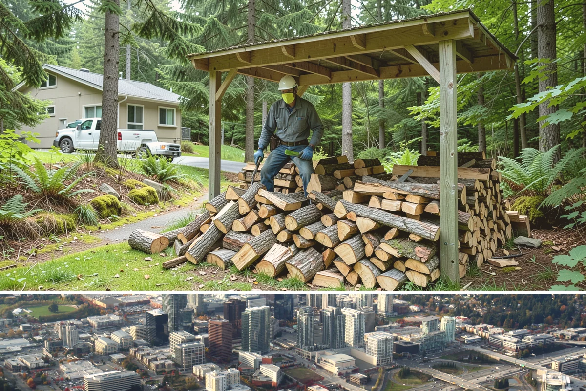 Small Split Firewood in Bellevue, King County, WA - Buy small splits in the dry season so they are fully seasoned and quick to light in winter.