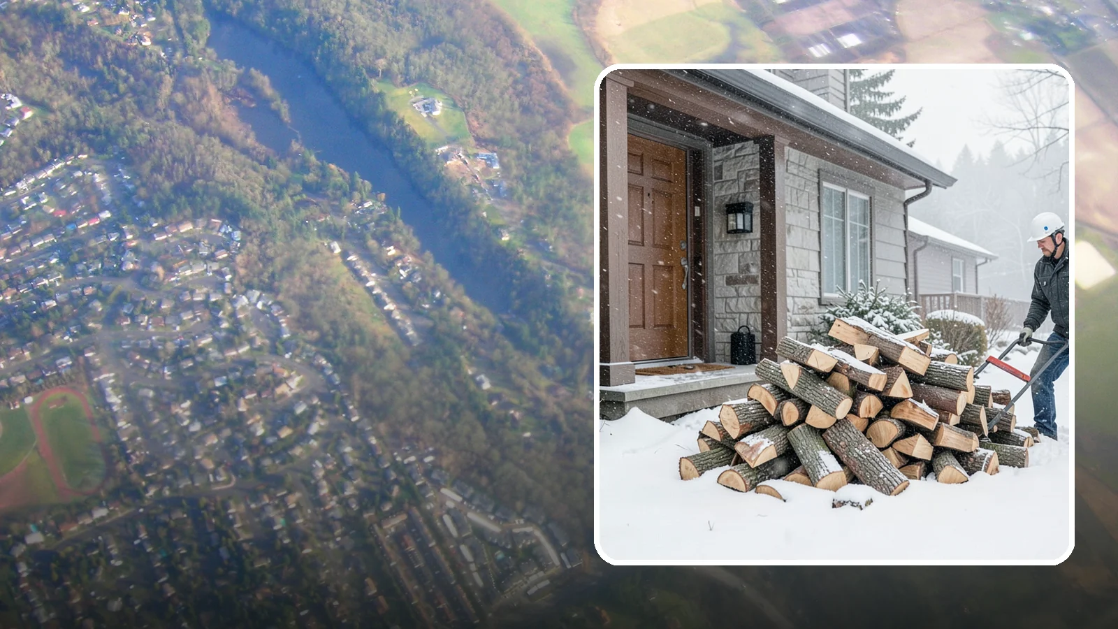 Snowstorm Firewood in Algona, King County, WA - Before or during a snowstorm, we deliver dry wood so you are stocked while roads and travel shut down.