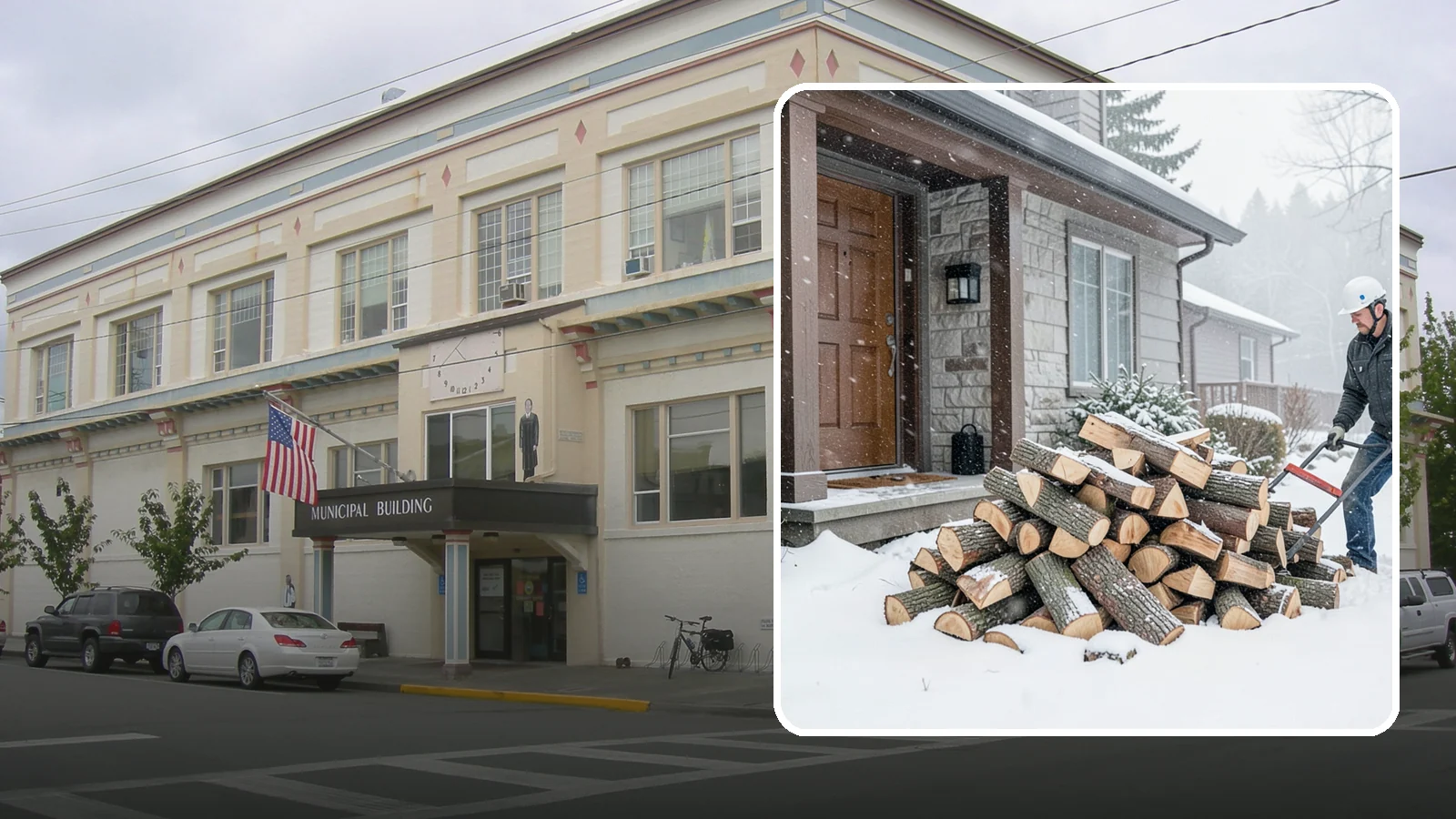Snowstorm Firewood in Anacortes, Skagit County, WA - Before or during a snowstorm, we deliver dry wood so you are stocked while roads and travel shut down.