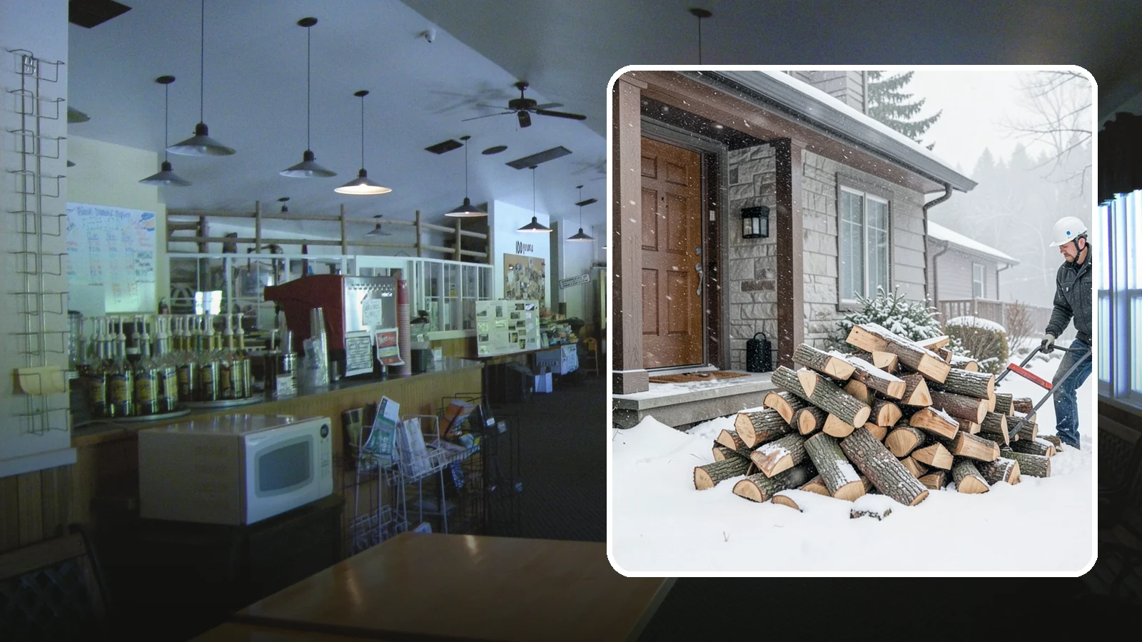 Snowstorm Firewood in Black Diamond, King County, WA - Before or during a snowstorm, we deliver dry wood so you are stocked while roads and travel shut down.