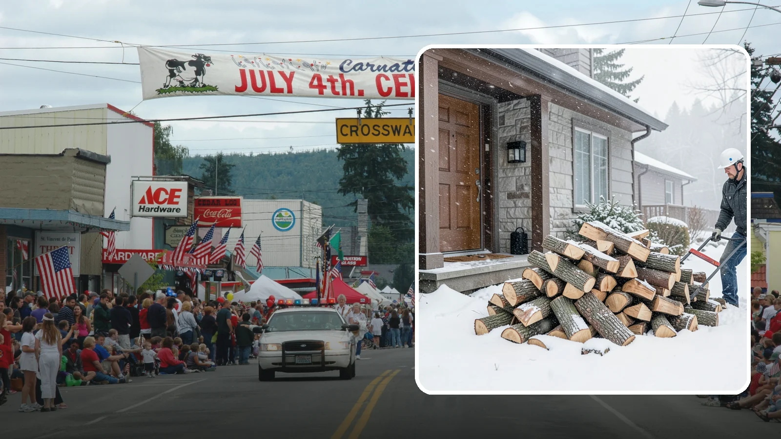 Snowstorm Firewood in Carnation, King County, WA - Before or during a snowstorm, we deliver dry wood so you are stocked while roads and travel shut down.
