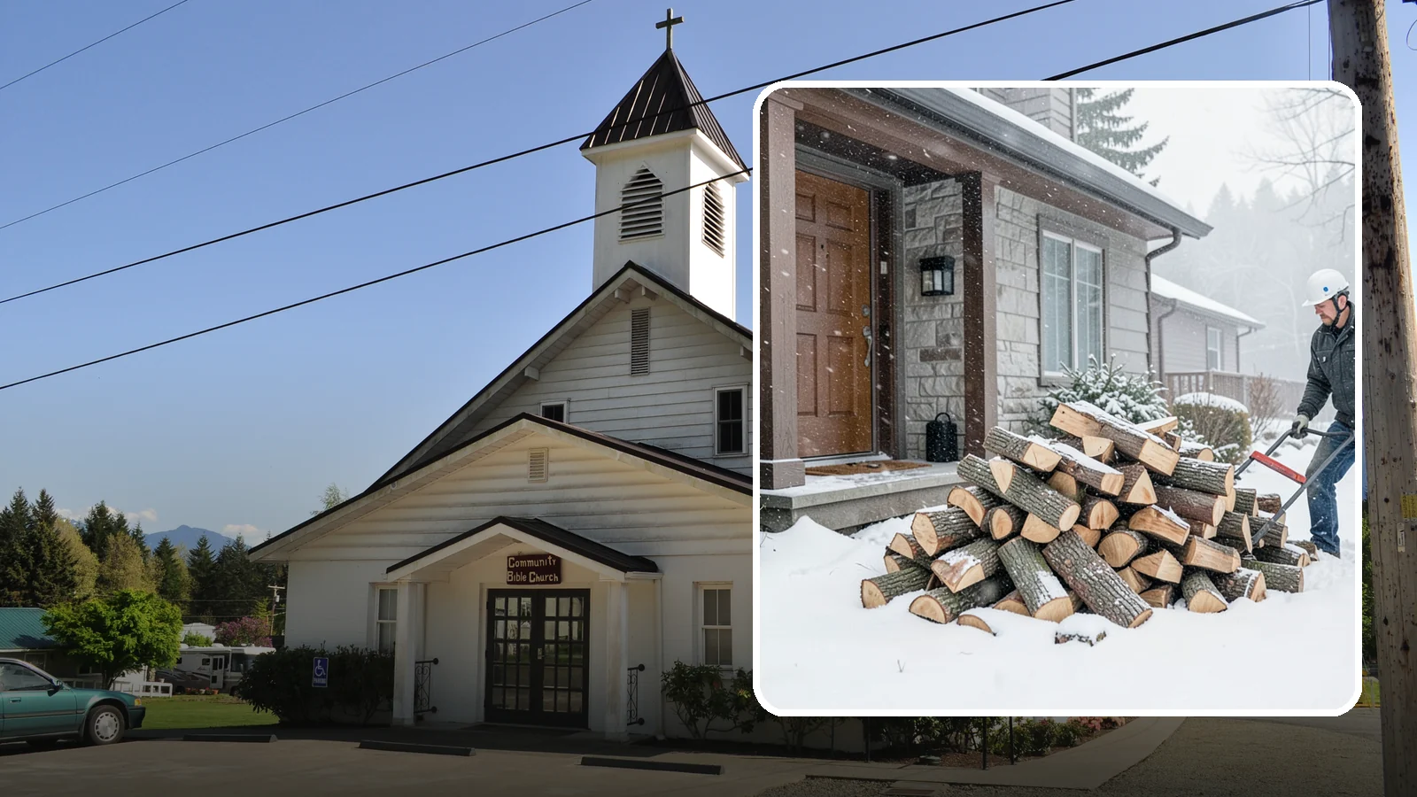 Snowstorm Firewood in Concrete, Skagit County, WA - Before or during a snowstorm, we deliver dry wood so you are stocked while roads and travel shut down.