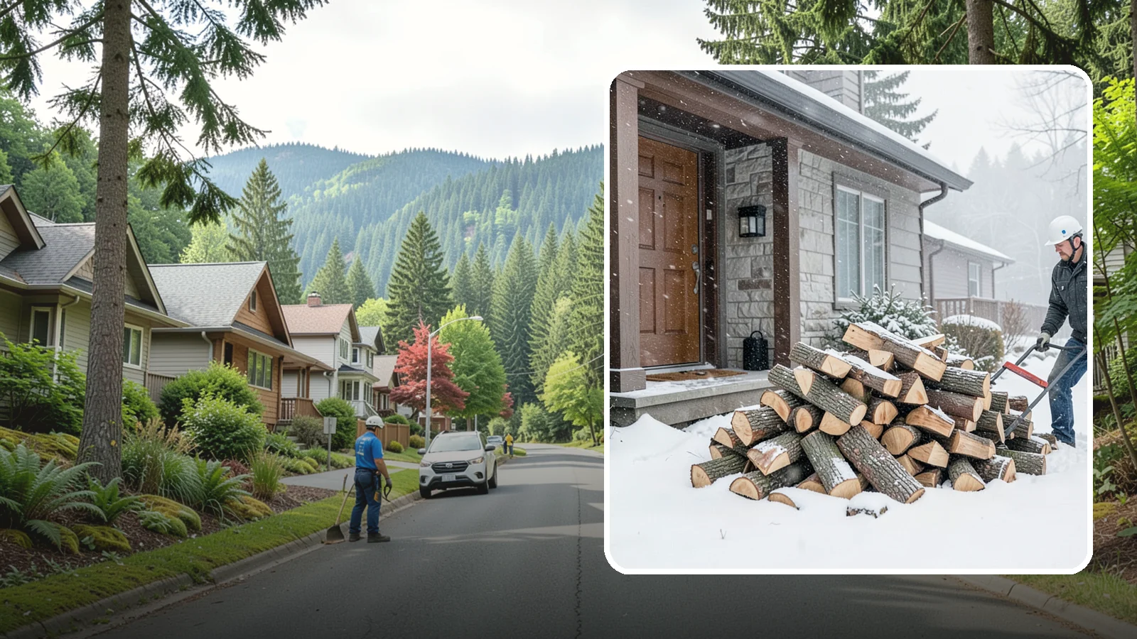 Snowstorm Firewood in Darrington, Snohomish County, WA - Before or during a snowstorm, we deliver dry wood so you are stocked while roads and travel shut down.
