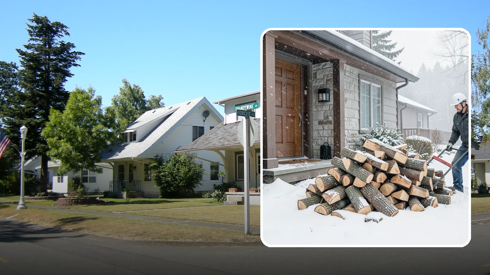 Snowstorm Firewood in DuPont, Pierce County, WA - Before or during a snowstorm, we deliver dry wood so you are stocked while roads and travel shut down.