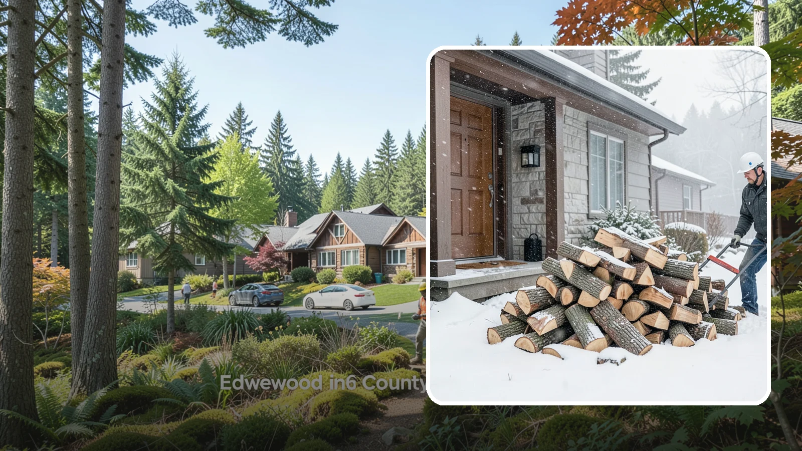 Snowstorm Firewood in Edgewood, Pierce County, WA - Before or during a snowstorm, we deliver dry wood so you are stocked while roads and travel shut down.