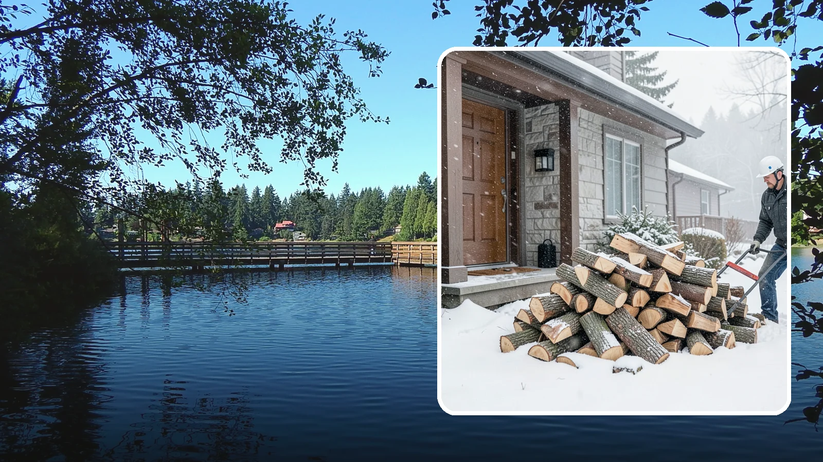 Snowstorm Firewood in Federal Way, King County, WA - Before or during a snowstorm, we deliver dry wood so you are stocked while roads and travel shut down.