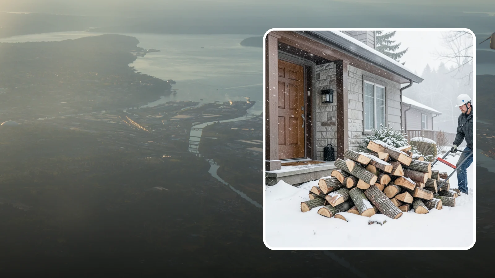 Snowstorm Firewood in Fife, Pierce County, WA - Before or during a snowstorm, we deliver dry wood so you are stocked while roads and travel shut down.