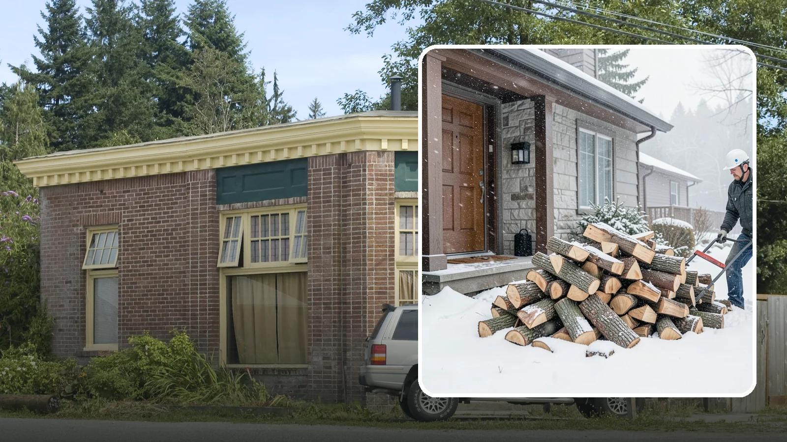 Snowstorm Firewood in Hamilton, Skagit County, WA - Before or during a snowstorm, we deliver dry wood so you are stocked while roads and travel shut down.