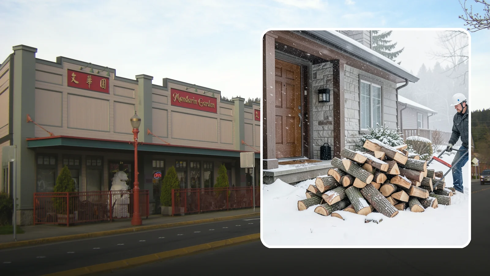 Snowstorm Firewood in Issaquah, King County, WA - Before or during a snowstorm, we deliver dry wood so you are stocked while roads and travel shut down.