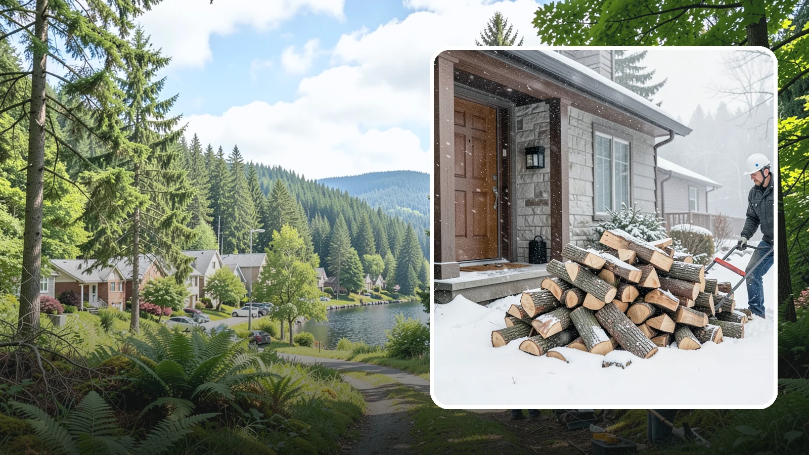 Snowstorm Firewood in Lake Forest Park, King County, WA - Before or during a snowstorm, we deliver dry wood so you are stocked while roads and travel shut down.