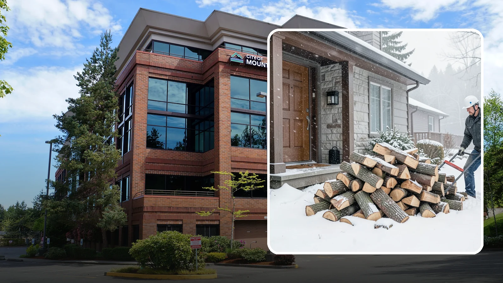 Snowstorm Firewood in Mountlake Terrace, Snohomish County, WA - Before or during a snowstorm, we deliver dry wood so you are stocked while roads and travel shut down.