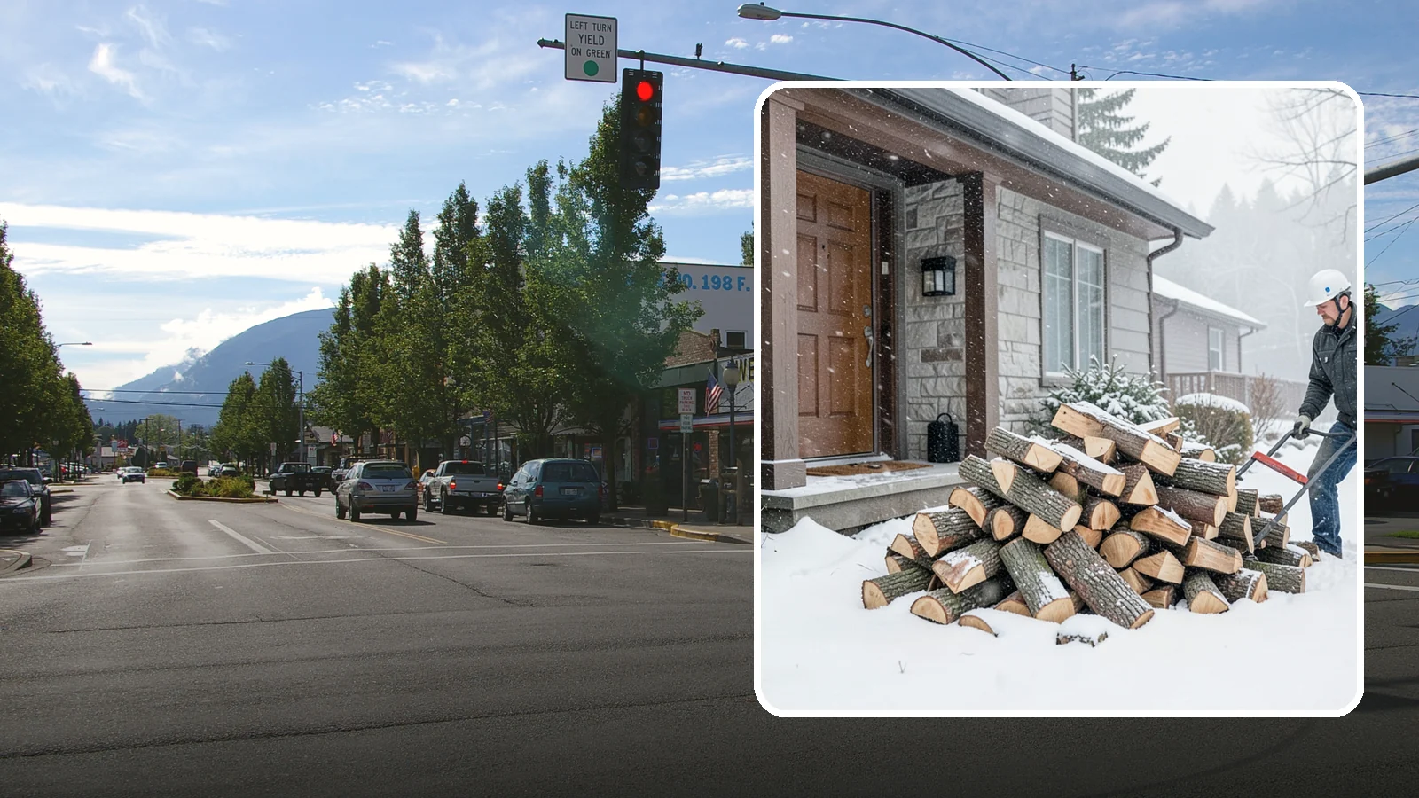 Snowstorm Firewood in North Bend, King County, WA - Before or during a snowstorm, we deliver dry wood so you are stocked while roads and travel shut down.