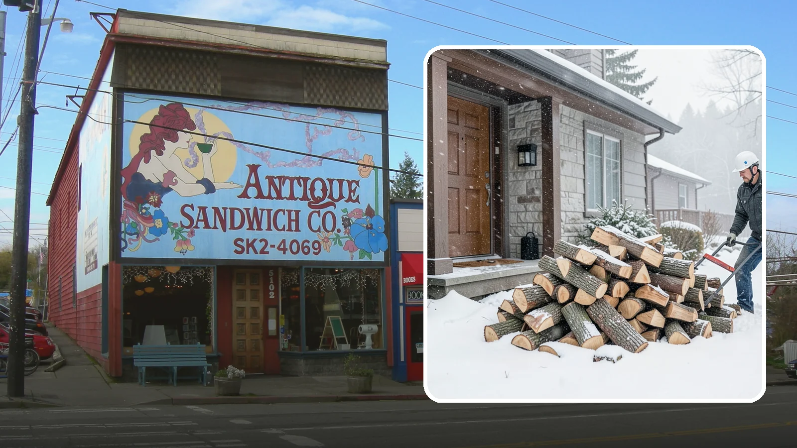 Snowstorm Firewood in Ruston, Pierce County, WA - Before or during a snowstorm, we deliver dry wood so you are stocked while roads and travel shut down.