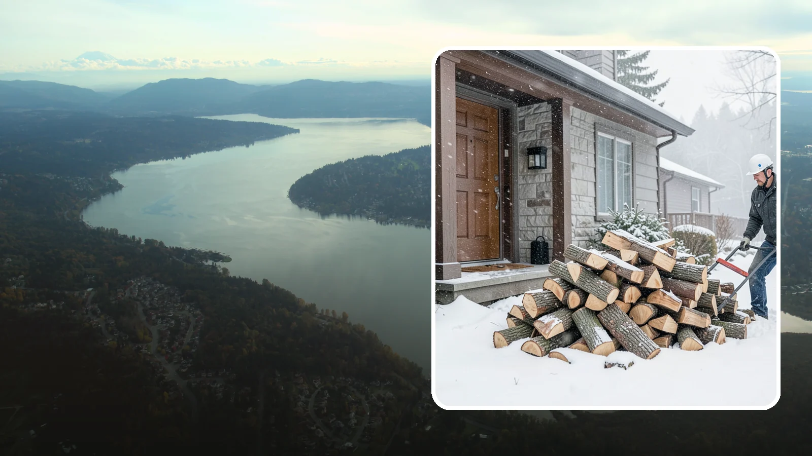 Snowstorm Firewood in Sammamish, King County, WA - Before or during a snowstorm, we deliver dry wood so you are stocked while roads and travel shut down.