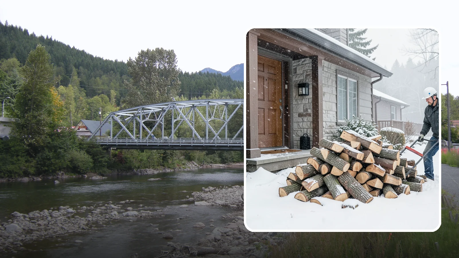 Snowstorm Firewood in Skykomish, King County, WA - Before or during a snowstorm, we deliver dry wood so you are stocked while roads and travel shut down.