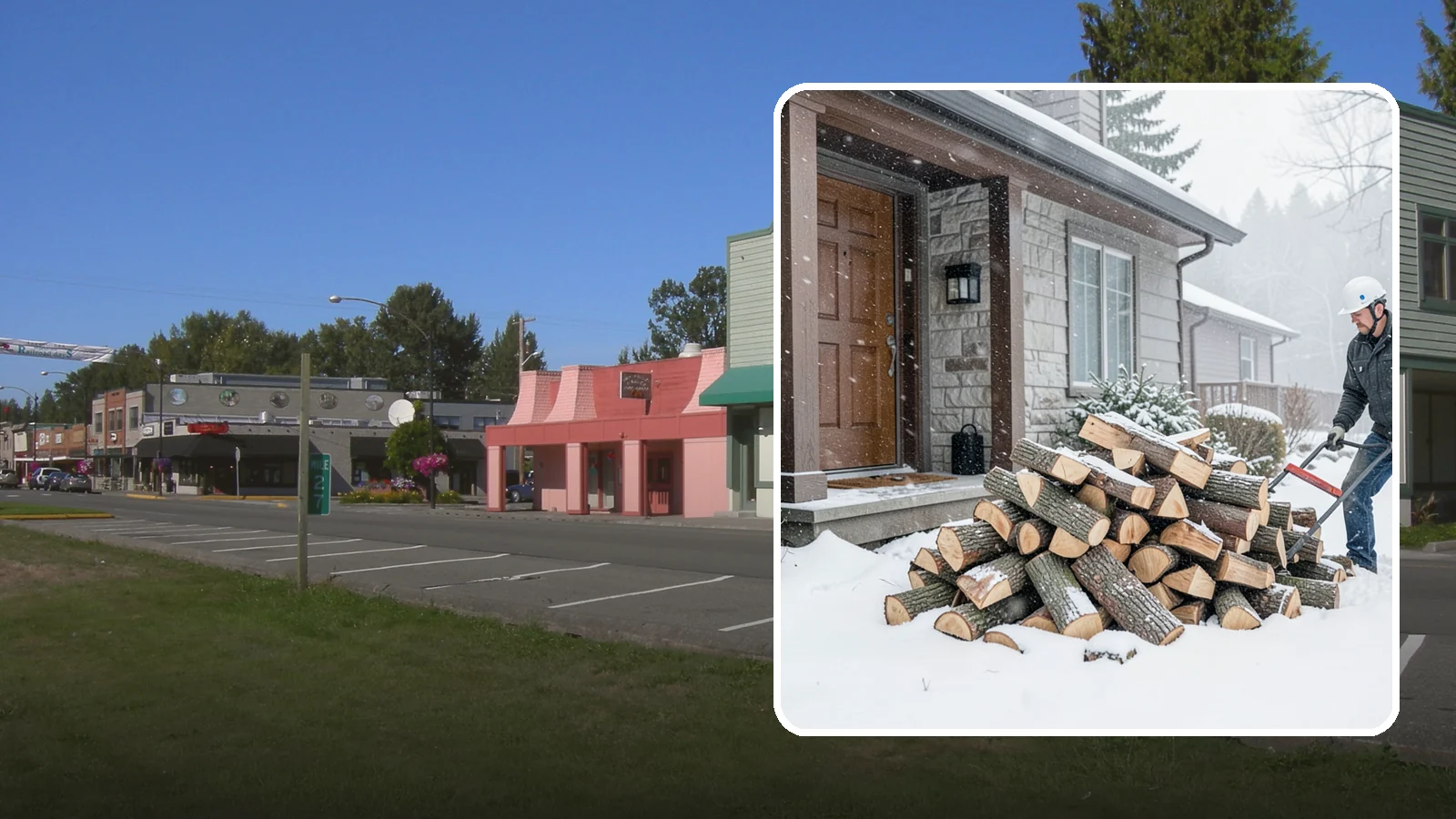 Snowstorm Firewood in Snoqualmie, King County, WA - Before or during a snowstorm, we deliver dry wood so you are stocked while roads and travel shut down.